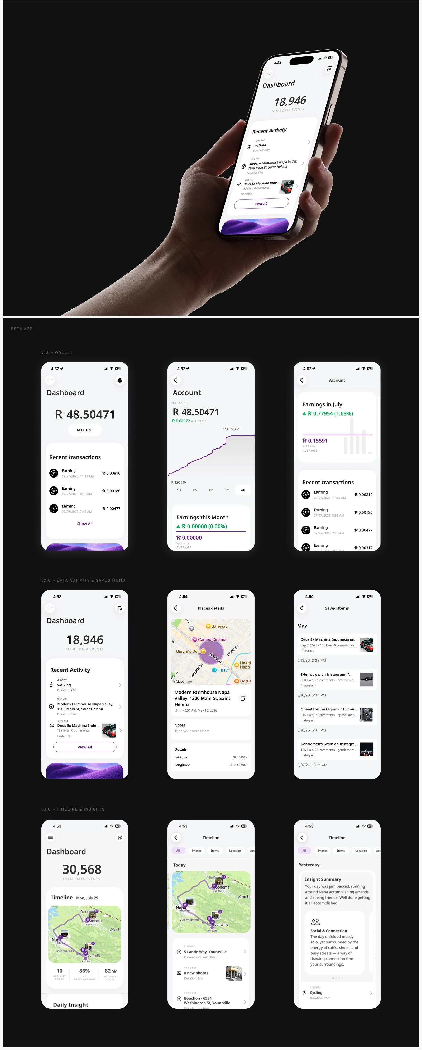 Rainfall — Product screens